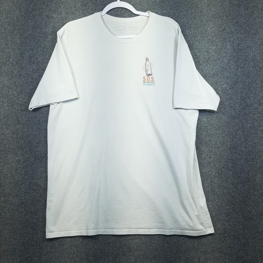 Patagonia T-Shirt Responsibili-Tee 38504 Large White Mens SOS Graphic Tee